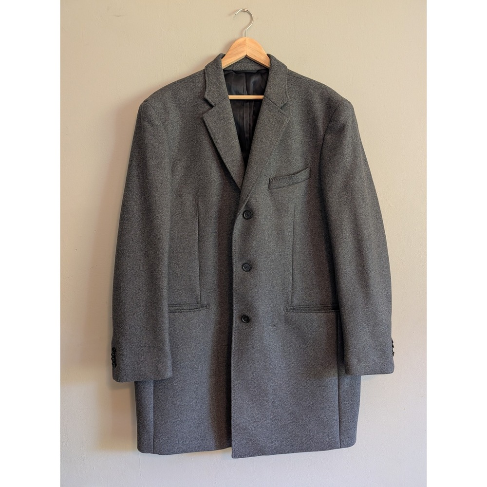 Banana Republic Mens XL Gray Italian Wool Blend Mario Bellucci Topcoat Overcoat